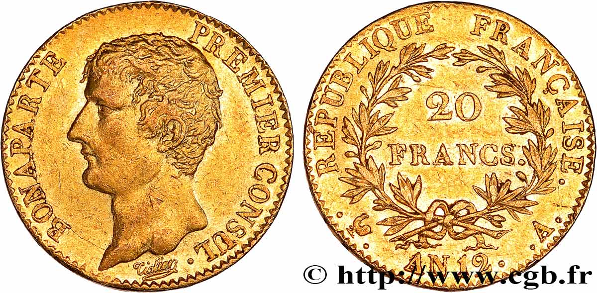 20 francs or Bonaparte Premier Consul 1804 Paris F.510/2 fVZ 