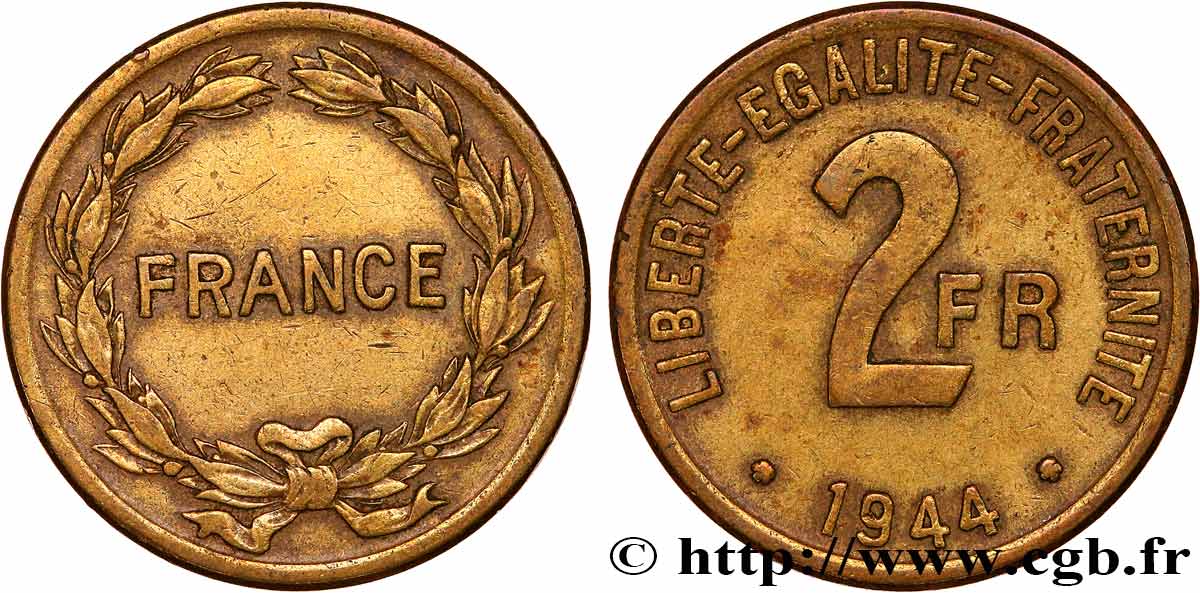 2 francs France 1944 F.271/1 q.BB