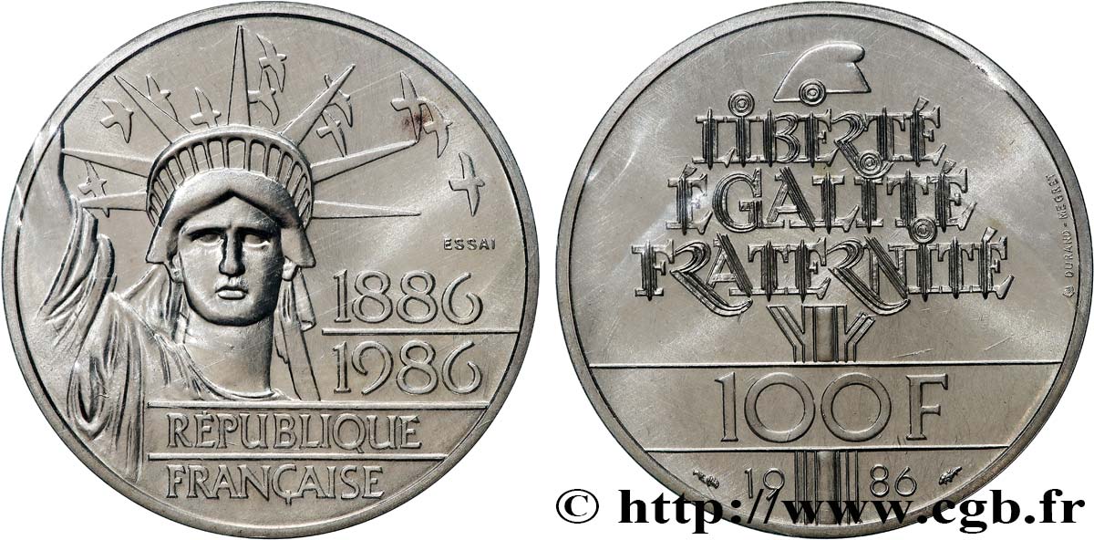 Essai de 100 francs Liberté (Statue de la) 1986 Pessac F.454/1 FDC 