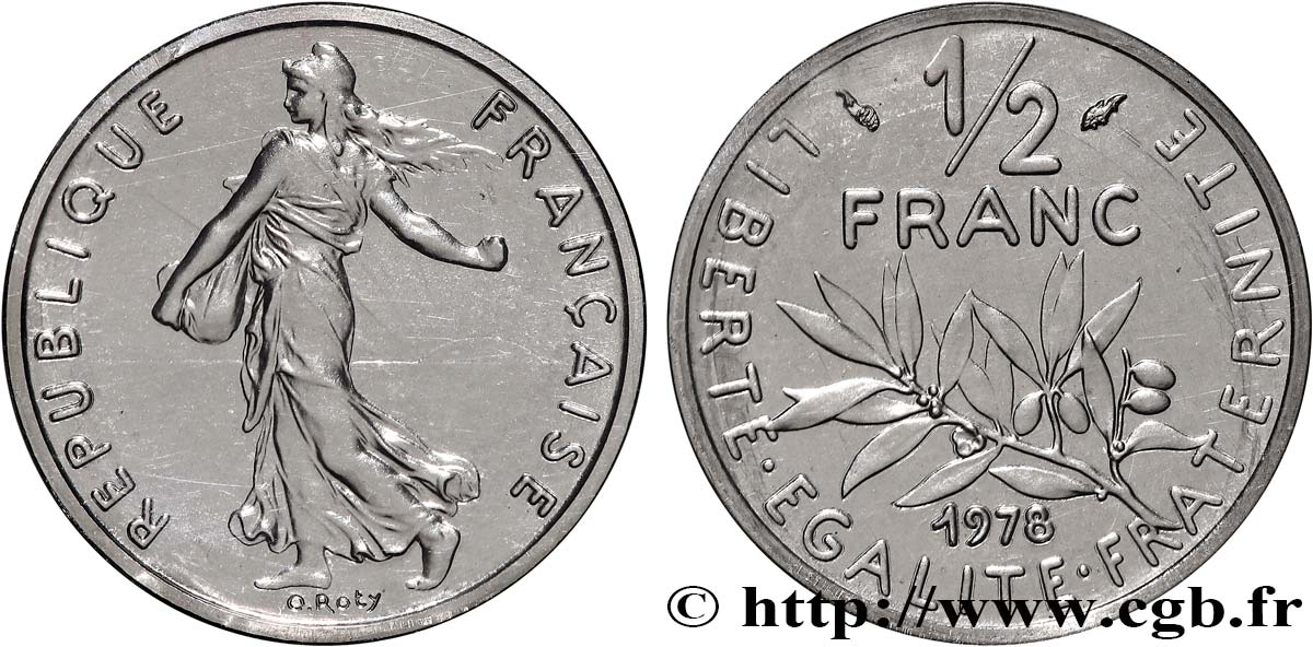 Piéfort nickel de 1/2 franc Semeuse 1978 Pessac GEM.91 P1 MS 