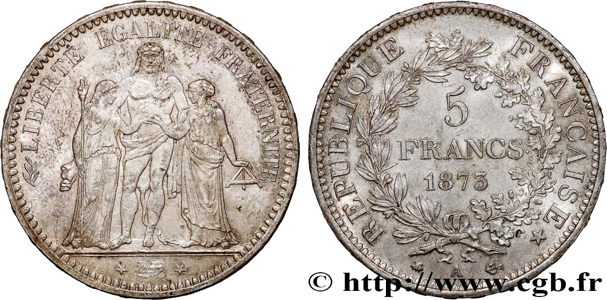 5 francs Hercule 1873 Paris F.334/9 EBC