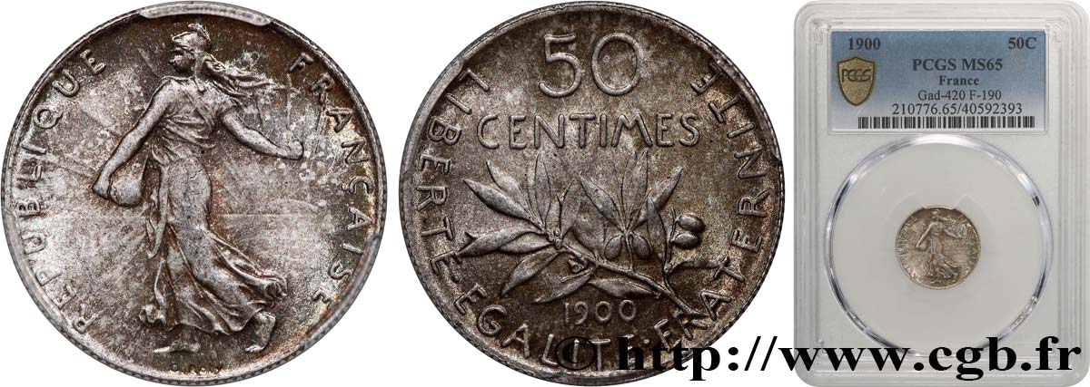 50 centimes Semeuse 1900 Paris F.190/6 MS65 PCGS