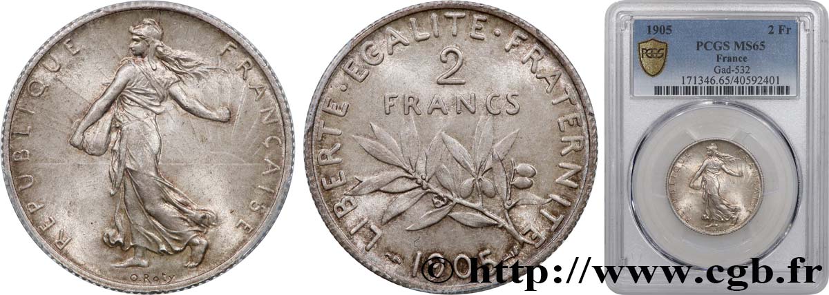 2 francs Semeuse 1905  F.266/9 MS65 PCGS