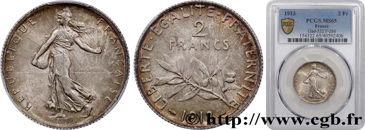 2 francs Semeuse 1913  F.266/14 MS65 PCGS