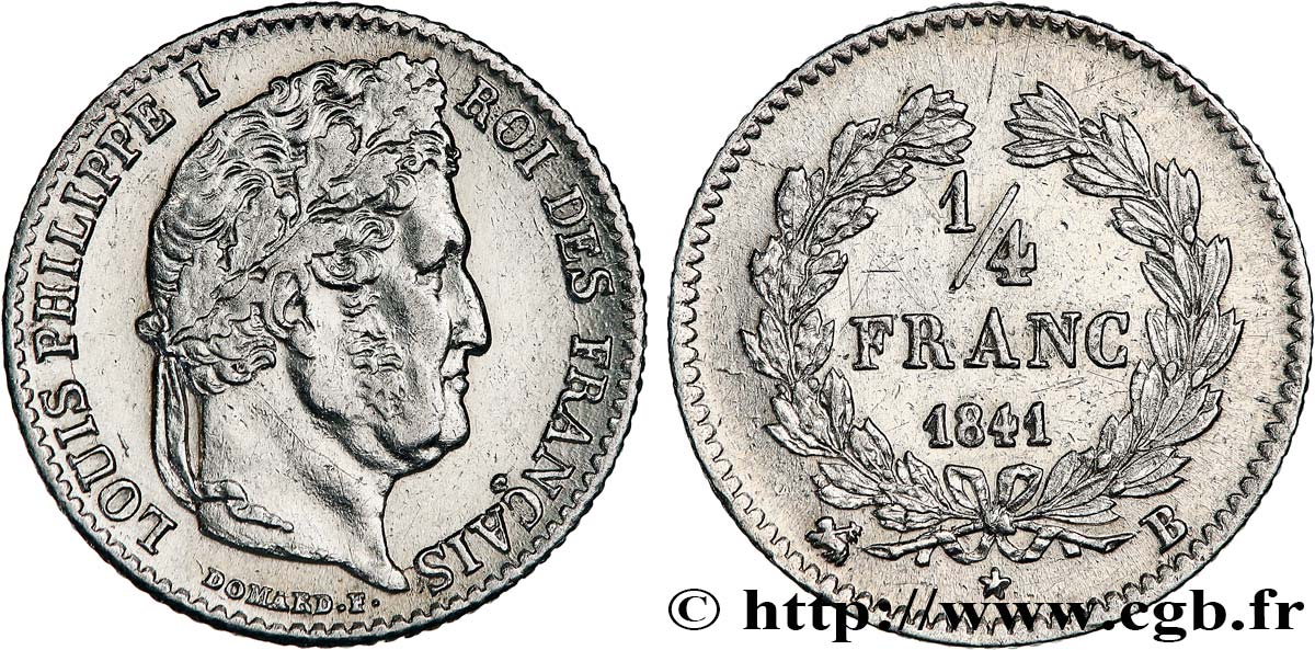 1/4 franc Louis-Philippe 1841 Rouen F.166/86 MBC+ 