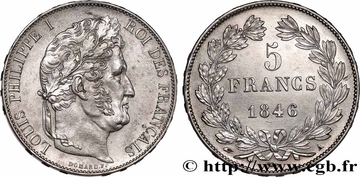 5 francs IIIe type Domard 1846 Paris F.325/10 EBC 
