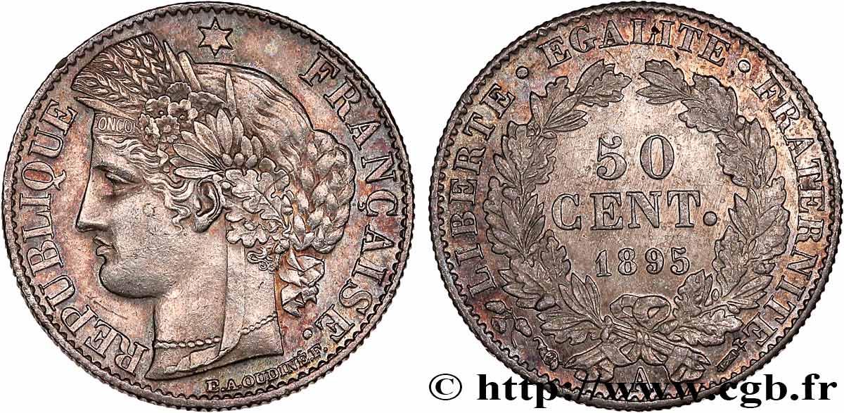 50 centimes Cérès, IIIe République 1895 Paris F.189/16 EBC