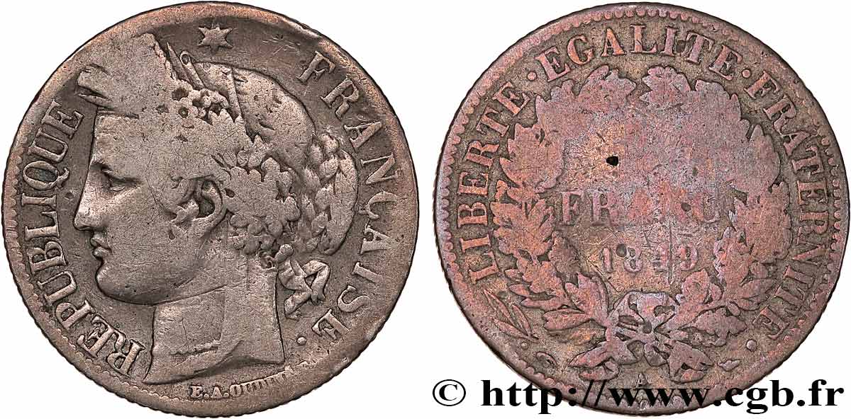 1 franc Cérès, IIe République 1849 Paris F.211/1 VG