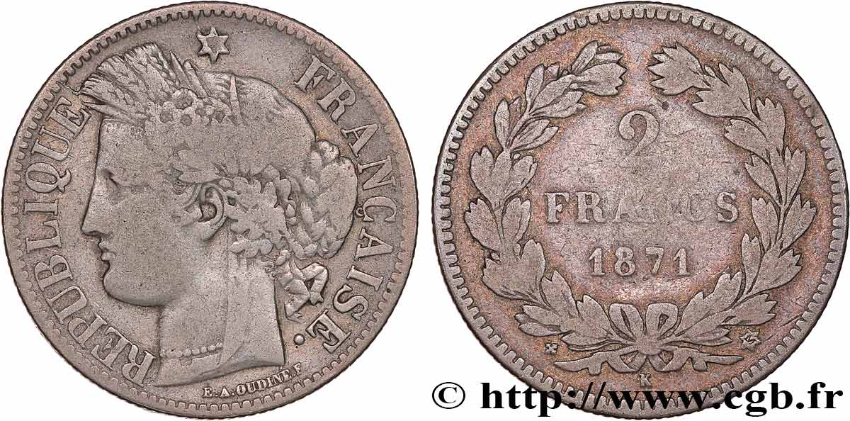 2 francs Cérès, sans légende 1871 Bordeaux F.264/4 F12