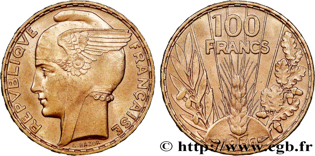 100 francs or, Bazor 1936  F.554/8 fST63 