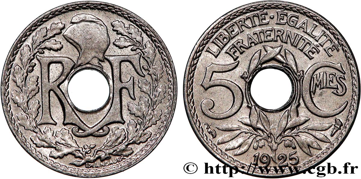 5 centimes Lindauer, petit module 1925  F.122/10 SUP55