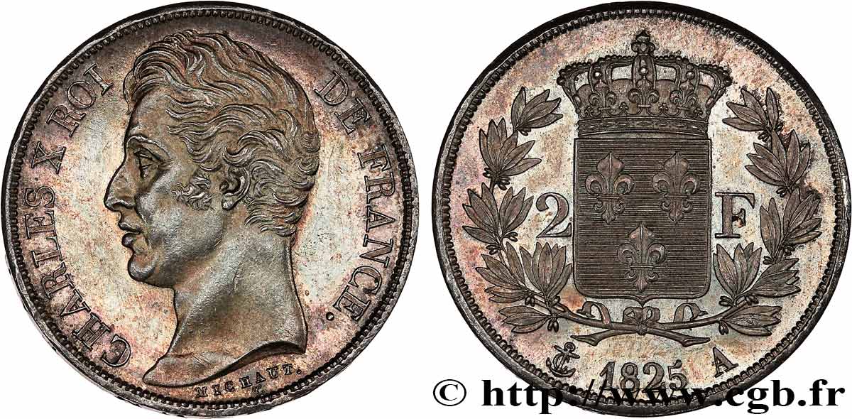 2 francs Charles X 1825 Paris F.258/1 MS63 