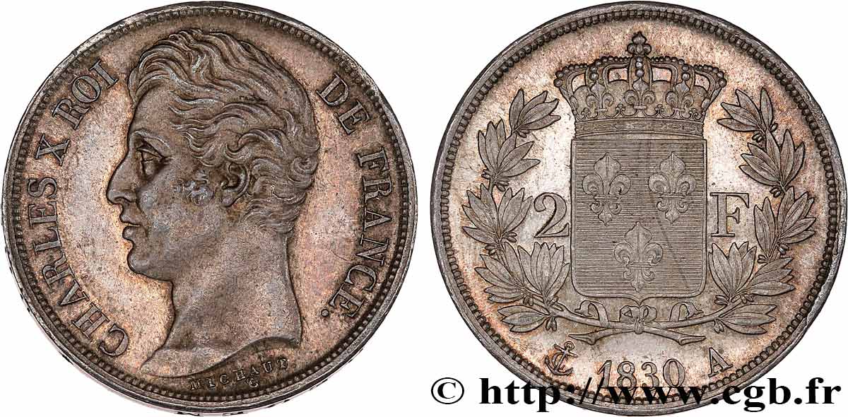 2 francs Charles X 1830 Paris F.258/62 MS63 