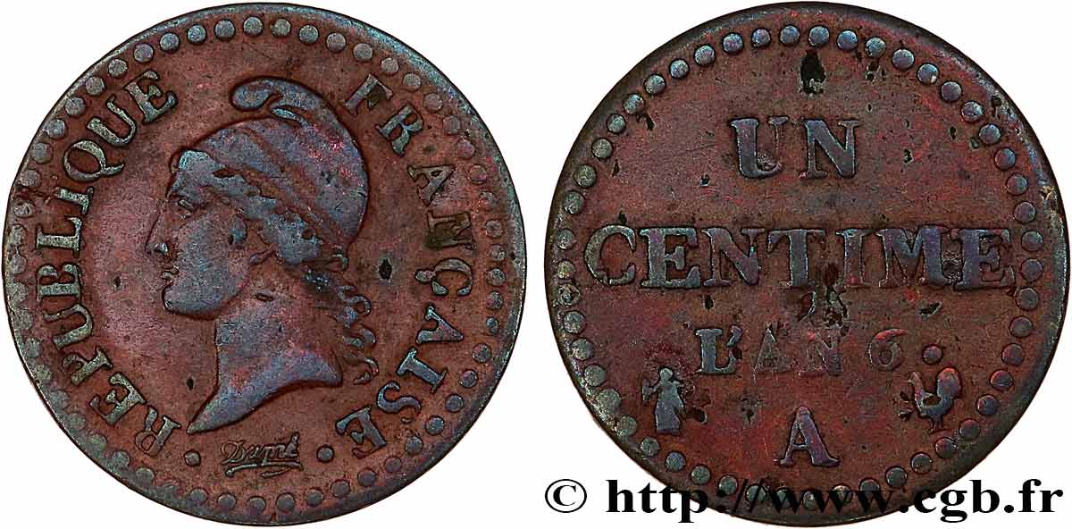 Un centime Dupré, petit 6 1798 Paris F.100/2 BC