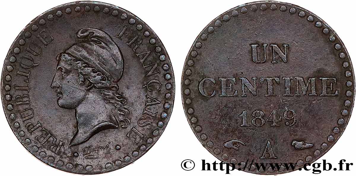 Un centime Dupré, IIe République 1849 Paris F.101/2 TTB