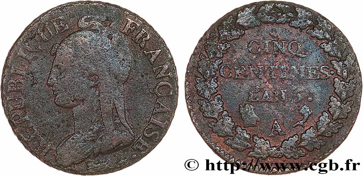 Cinq centimes Dupré, grand module 1797 Paris F.115/5 BC