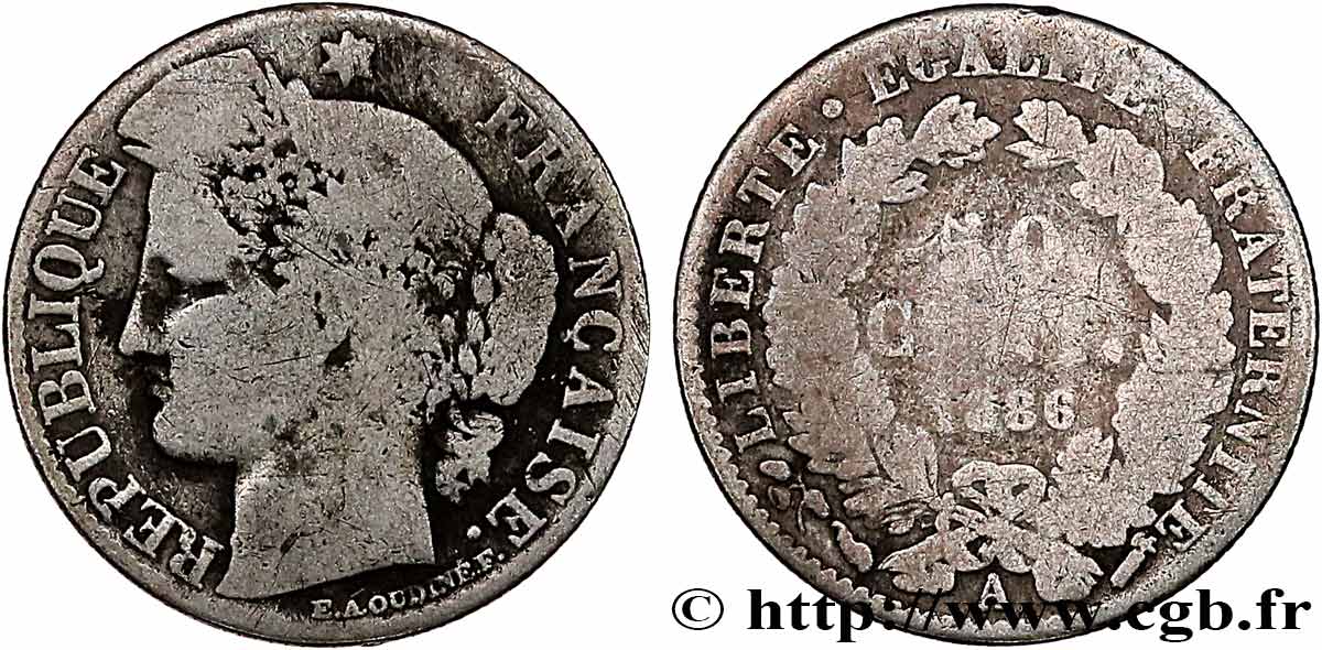 50 centimes Cérès, IIIe République 1886 Paris F.189/11 MC