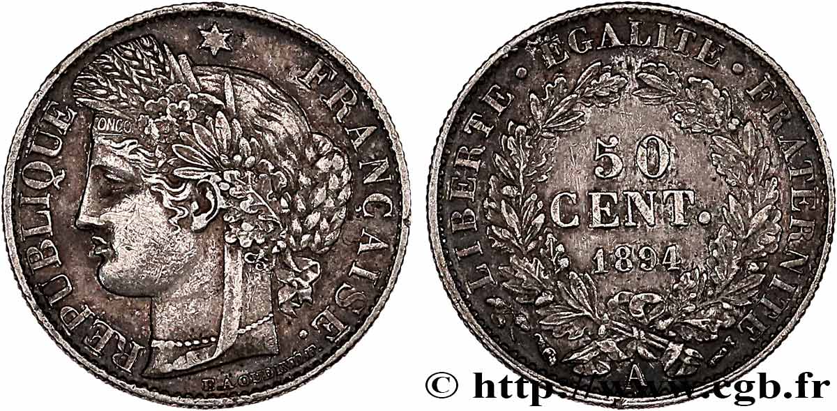 50 centimes Cérès, IIIe République 1894 Paris F.189/15 BB