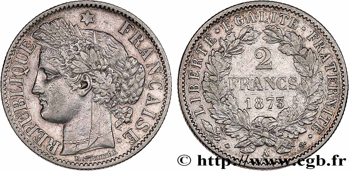 2 francs Cérès, avec légende 1873 Paris F.265/10 TTB