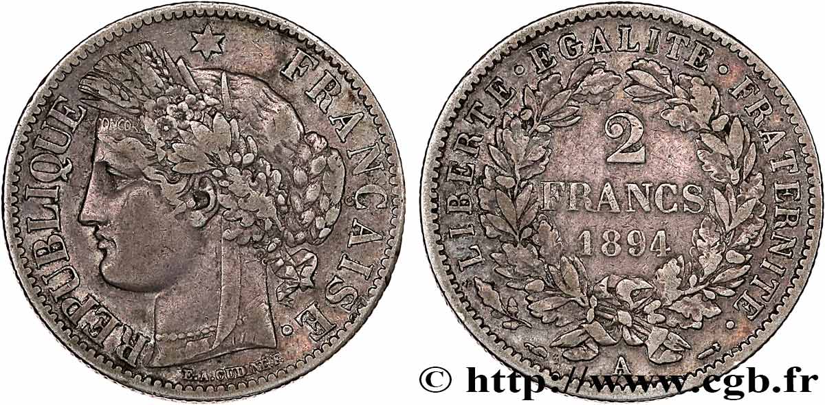 2 francs Cérès, avec légende 1894 Paris F.265/16 TB35