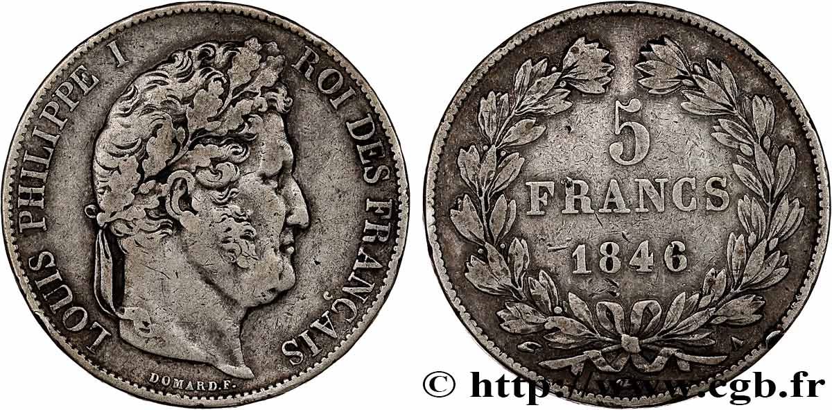 5 francs IIIe type Domard 1846 Paris F.325/10 TB