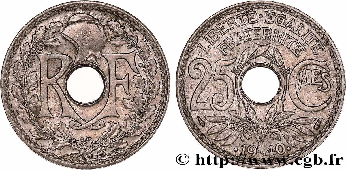 25 centimes Lindauer, maillechort 1940 F.172/4 EBC