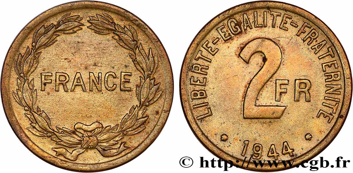 2 francs France 1944 F.271/1 TTB