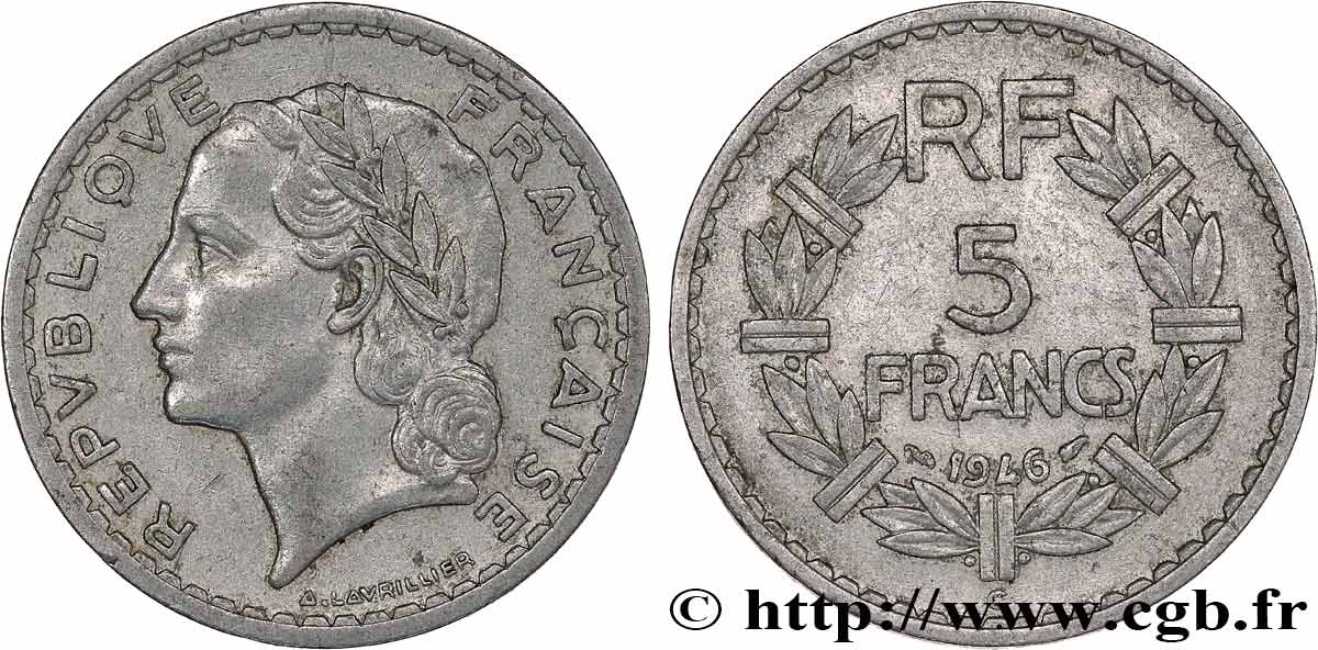 5 francs Lavrillier en aluminium 1946 Castelsarrasin F.339/8 VF35