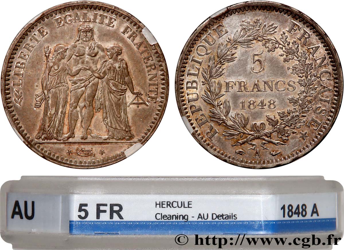 5 francs Hercule, IIe République 1848 Paris F.326/1 AU GENI