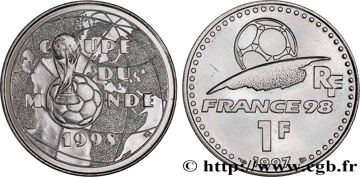 Brillant Universel 1 franc Coupe du Monde de Football 1998 1997 Paris F.1003 1 fST 