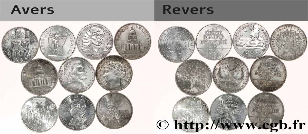 Lot de 10 pièces de 100 francs commémoratives - - F.-/ MBC