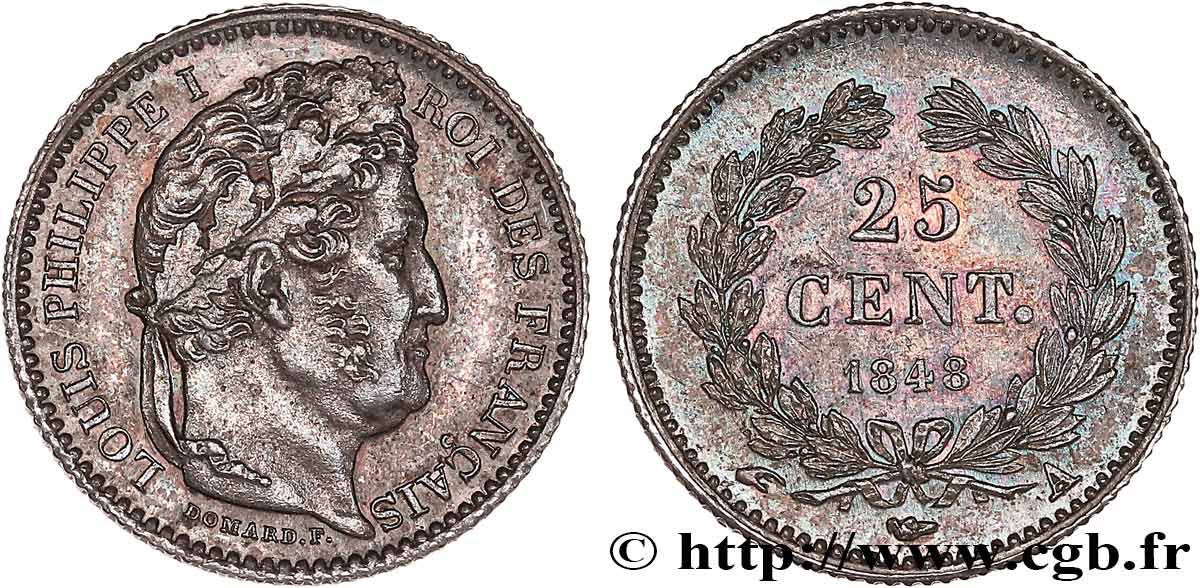 25 centimes Louis-Philippe 1848 Paris F.167/12 SUP62 