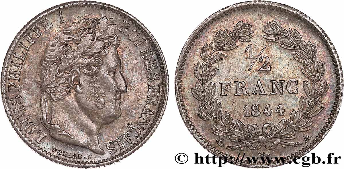1/2 franc Louis-Philippe 1844 Paris F.182/103 MS 