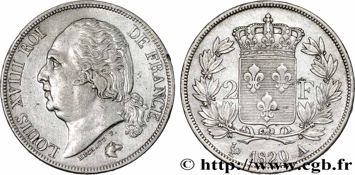 2 francs Louis XVIII 1820 Paris F.257/27 fVZ 