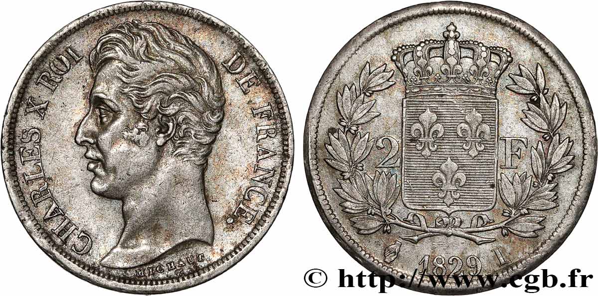 2 francs Charles X 1829 Limoges F.258/54 XF45 