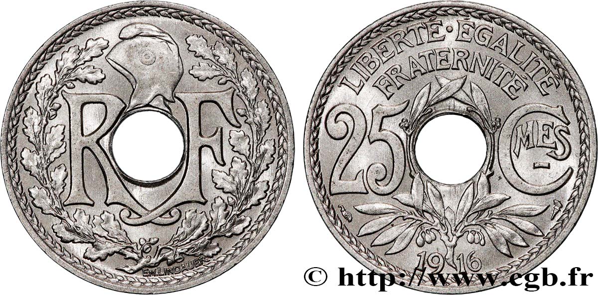 25 centimes Lindauer, Cmes souligné 1916 Paris F.170/4 SPL63 