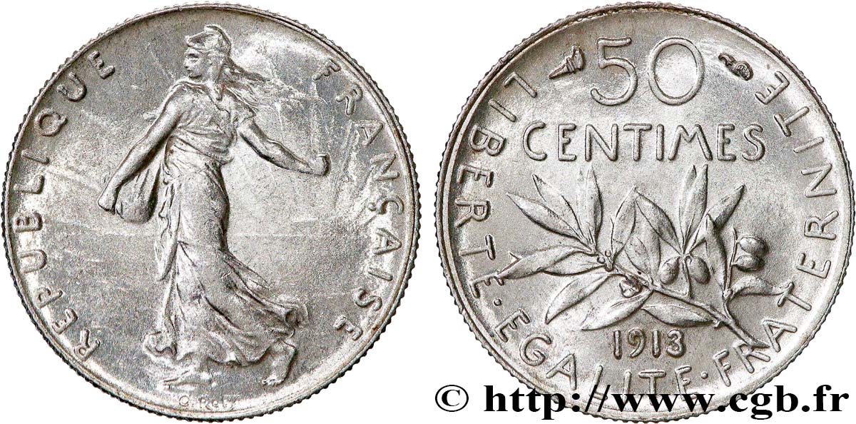 50 centimes Semeuse 1913 Paris F.190/20 EBC62