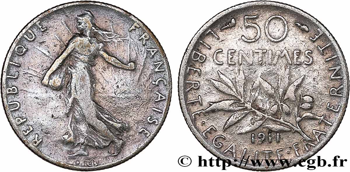 50 centimes Semeuse 1911 F.190/18 BC