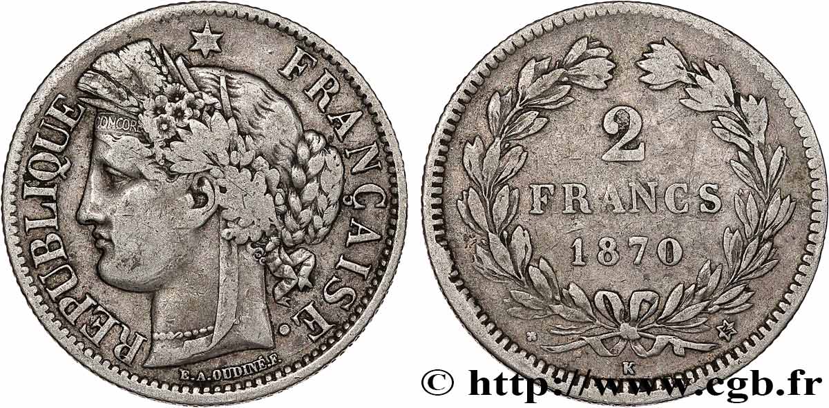 2 francs Cérès, sans légende 1870 Bordeaux F.264/3 BC25