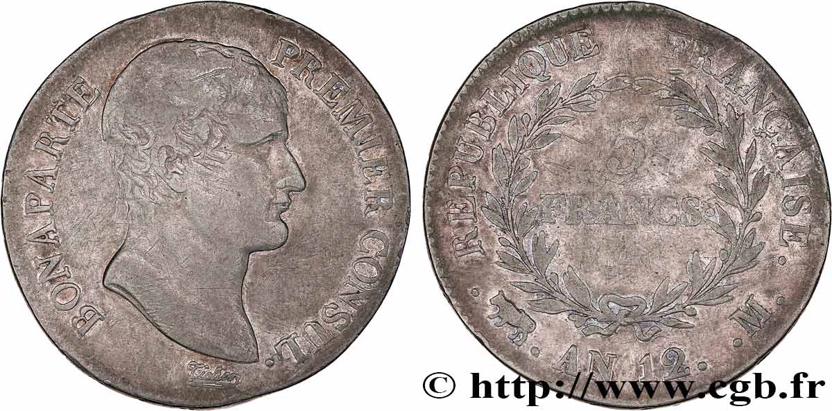 5 francs Bonaparte Premier Consul 1804 Toulouse F.301/20 BC