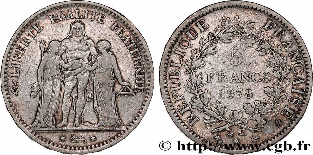 5 francs Hercule 1878 Bordeaux F.334/23 BC