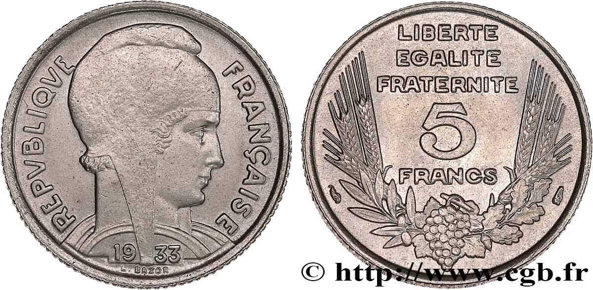 5 francs Bazor 1933 F.335/2 EBC62