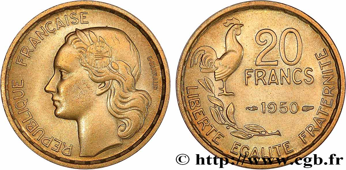 20 francs G. Guiraud 1950 F.402/3 FDC65