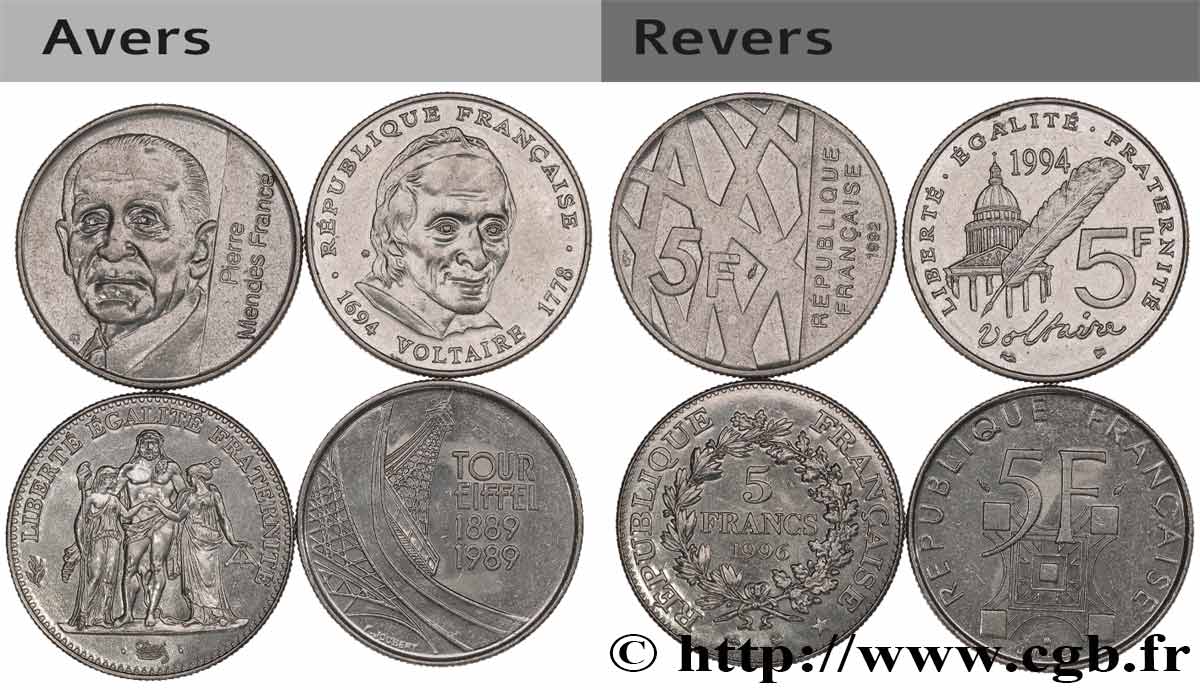 Lot de Quatre pièces de 5 francs Commémoratives n.d. F.342/2 XF/AU