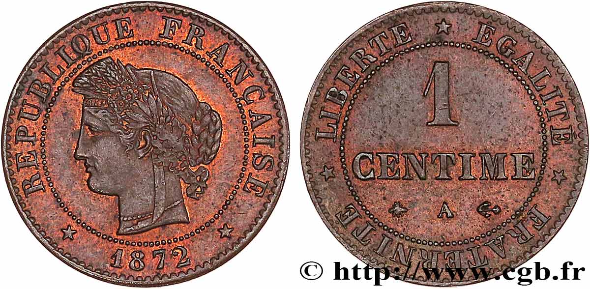 1 centime Cérès 1872 Paris F.104/1 BB53