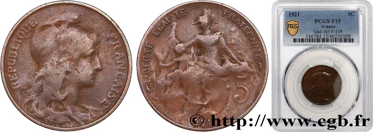 5 centimes Daniel-Dupuis 1921 Paris F.119/32 BC15 PCGS