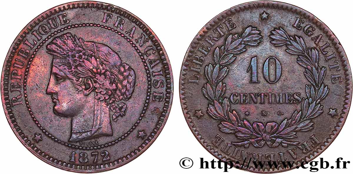 10 centimes Cérès 1872 Bordeaux F.135/9 BB