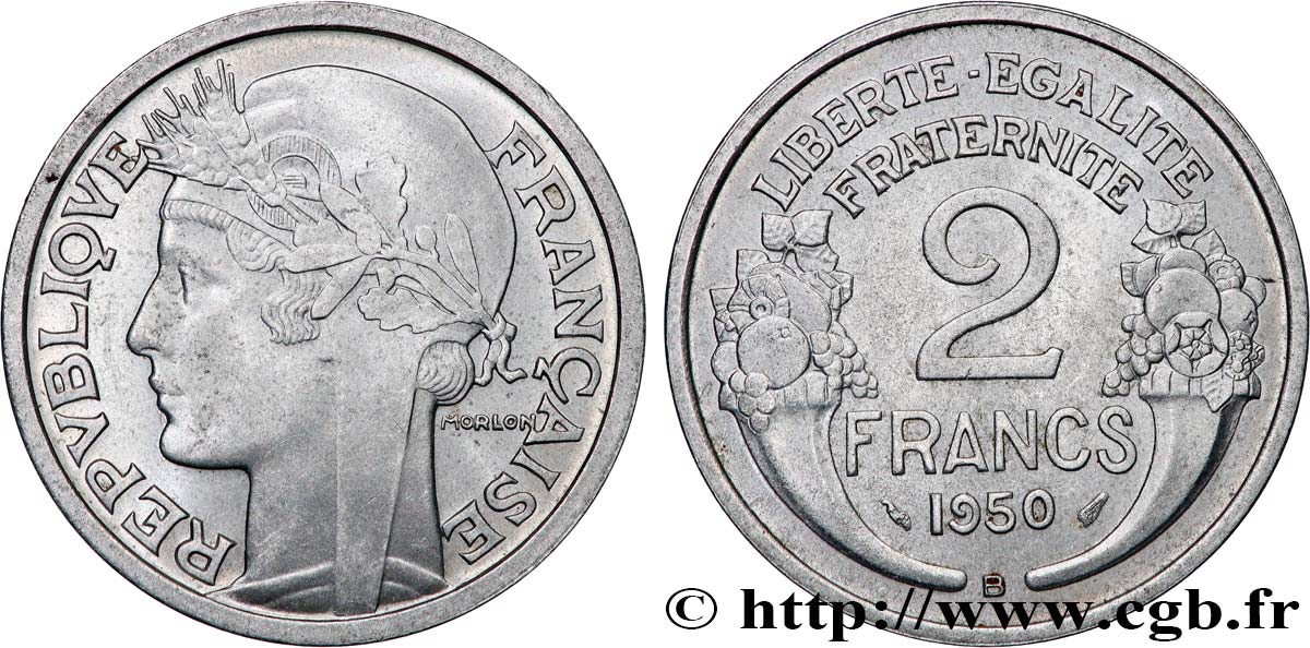 2 francs Morlon, aluminium 1950 Beaumont-Le-Roger F.269/17 EBC60