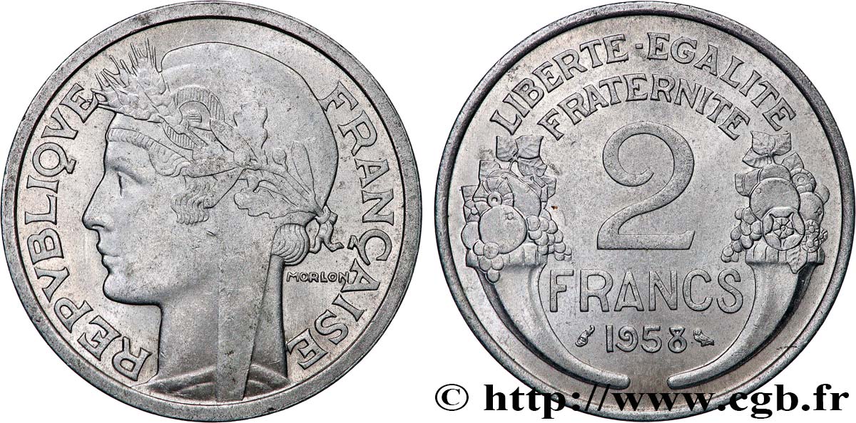 2 francs Morlon, aluminium 1958 F.269/18 EBC58