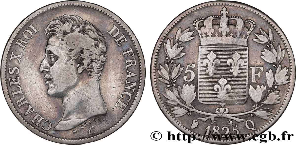 5 francs Charles X, 1er type 1825 Perpignan F.310/13 B+ 